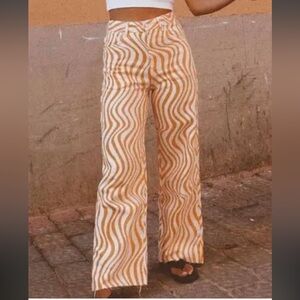 Orange and white Zara wide leg jeans